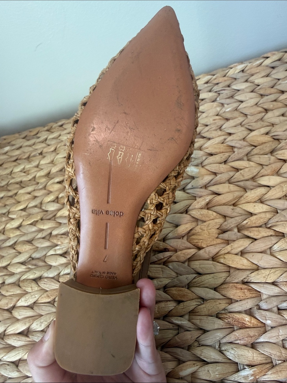 Dolce Vita Woven Pointed-Toe Slingback Mules - Tan - Picture 6 of 6